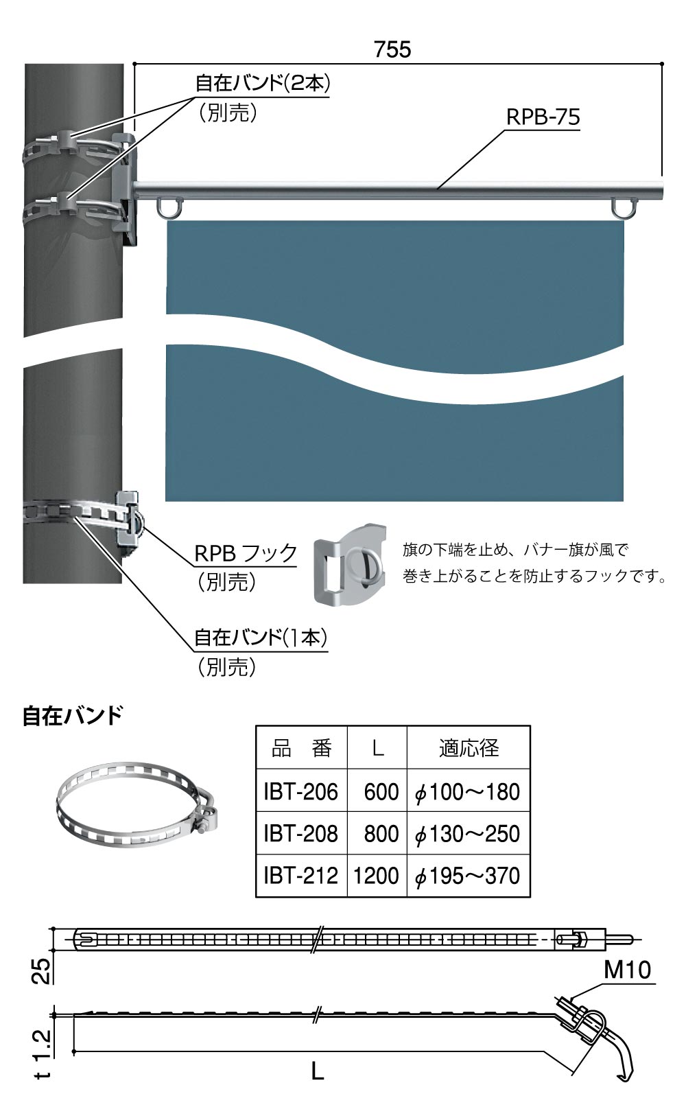 おトク情報がいっぱい！ 家ファン  店サンポール フラッグポール 水平型 RP-4 アウトリガー式 4m