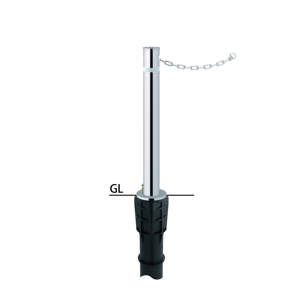 最旬トレンドパンツ DIY エクステリアG-STYLE車止め 輪止め 車止めポール リフター φ114.3 ステンレス製 スプリング付 上下式  標準タイプ カギ付 南京錠40mm クサリ内蔵 2m LA-12KCS サンポール