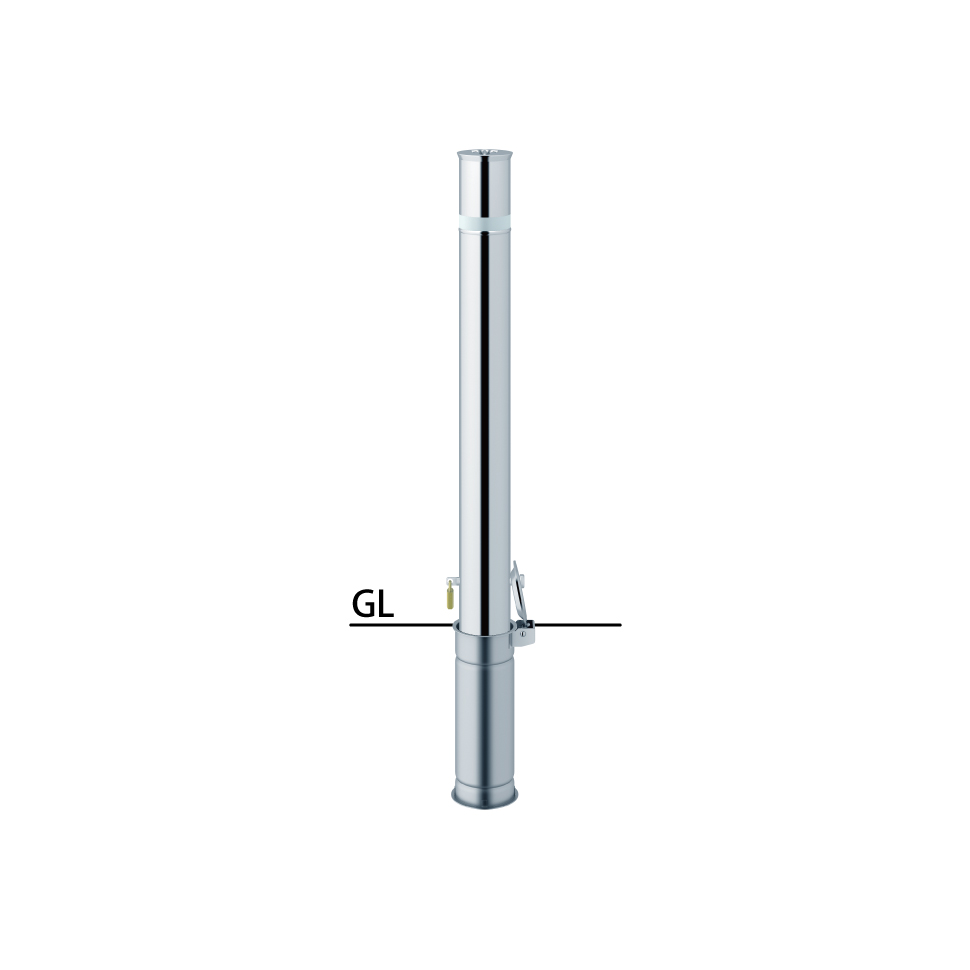 リフター 差込式カギ付 車止めポール クサリ内蔵2m 直径114.3mm ステンレス製 メーカー直送 サンポール LA-12SKC - 2