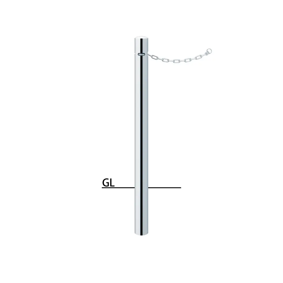 車止め   サンポール クサリ収納ピラー ロングスパンモデル   φ165.2 ステンレス製   固定式   PA-17UC-HOL 車庫まわり 駐車場 ガレージ 車止め カーストッパー - 4